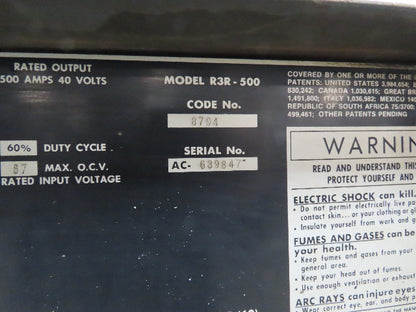 Lincoln 8794 Idealarc R3R-500 Stick Welder Welding Power Source 500 Amp 230/460