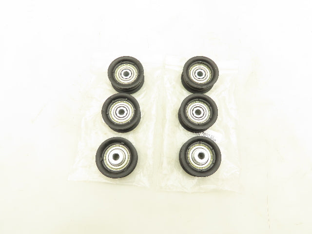 Roach Conveyor 2-Groove O-Ring Nylon Idler Pulley 2.25"OD 3/8" Bore Lot of 6
