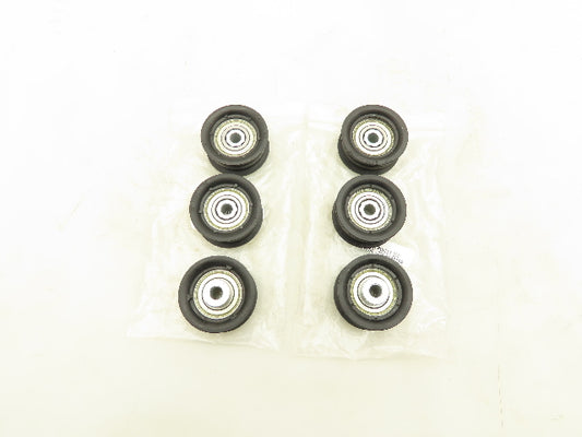 Roach Conveyor 2-Groove O-Ring Nylon Idler Pulley 2.25"OD 3/8" Bore Lot of 6