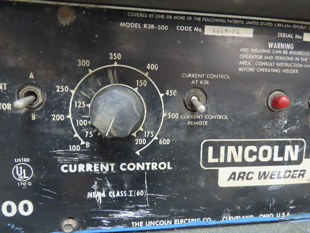 Lincoln 8069-PS Idealarc R3R 500 DC Arc Stick Welder Welding Power Source Tested
