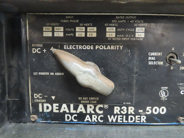 Lincoln 8069-PS Idealarc R3R 500 DC Arc Stick Welder Welding Power Source Tested