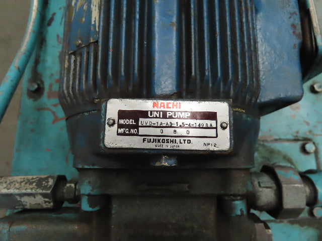 Nachi VDR-1B-1A3-B Uni Pump Hydraulic Power Unit 5 GPM 1000 PSI 20 Gal 230V 3Ph