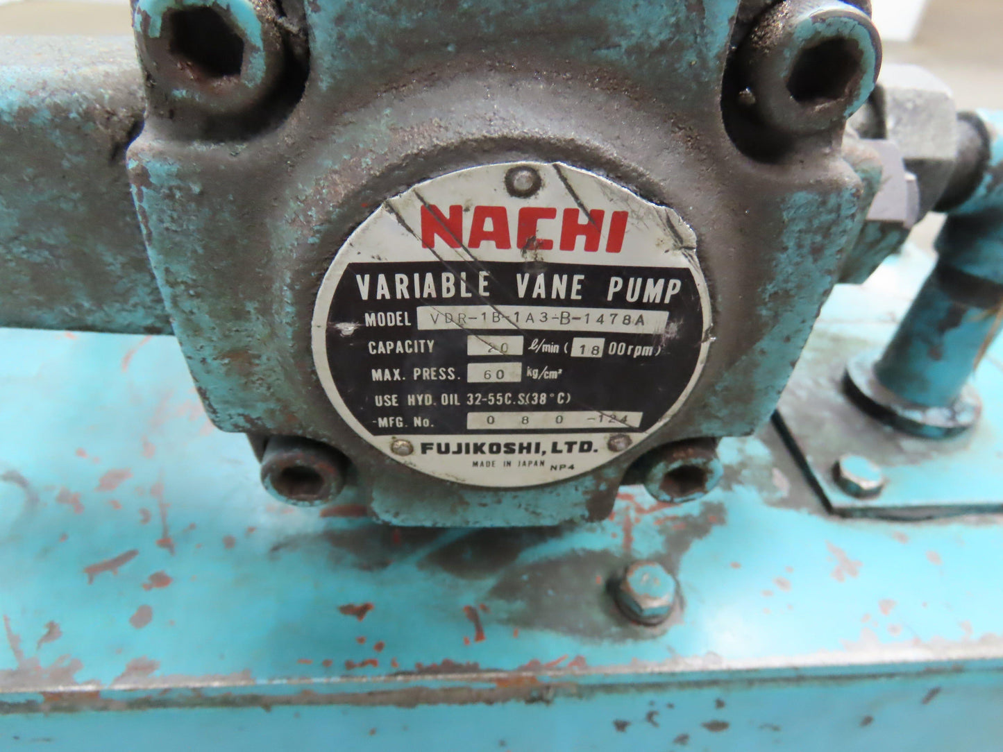 Nachi VDR-1B-1A3-B Uni Pump Hydraulic Power Unit 5 GPM 1000 PSI 20 Gal 230V 3Ph