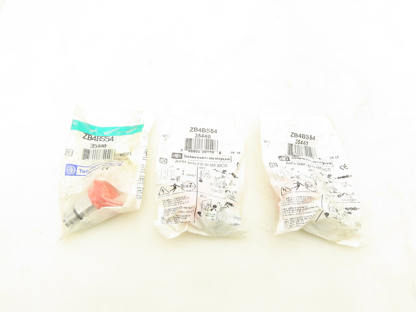 Telemecanique ZB4BS54 Red Emergency E-Stop Pushbutton Switch 40mm Head  Lot of 3