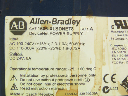 Allen Bradley 1606-XLSDNET8 DeviceNet PLC DIN Rail Power Supply 240V 24V 8A