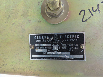 General Electric CR9143 Unit Box Resistor Crane Motor Brake 0.18 Ohms 180A
