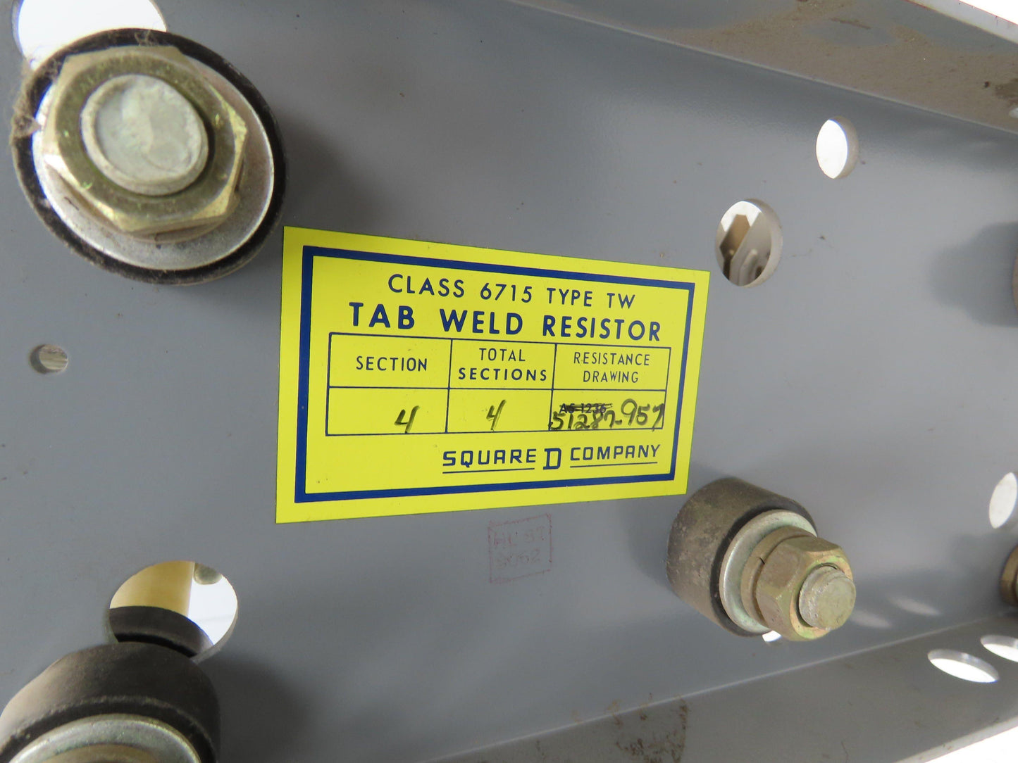 Square D 6715-TW50D3 Tab Weld Crane Brake Plate Resistor 0.750 Ohms 50 Amp