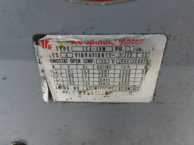 Yaskawa Mark II B EEA-IKM AC Spindle Motor 18.5/22Kw 1500/6000 RPM 180V 3PH