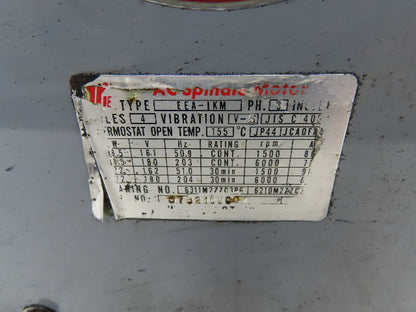 Yaskawa Mark II B EEA-IKM AC Spindle Motor 18.5/22Kw 1500/6000 RPM 180V 3PH