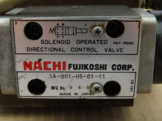 Nachi SA-G01-H5-C1-11 Directional Solenoid Modular Flow Control Valve Stack 110V