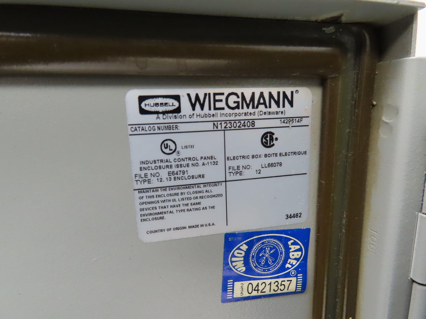 Wiegmann N12302408 Electrical Enclosure Box 30x24x8" Wall Mount