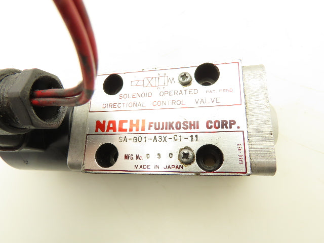 Nachi SA-G01-A3X-C1-11 Hydraulic Directional Solenoid Valve 110V 2.0A