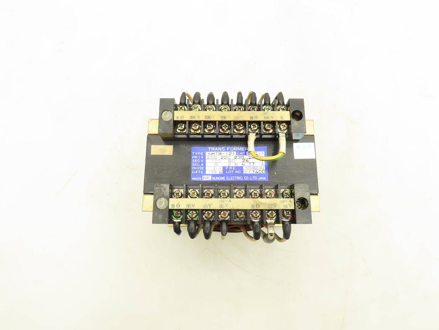 Nunome Electric NMTR-121 Industrial Transformer 550VA PRI 240V SEC 100V 1PH