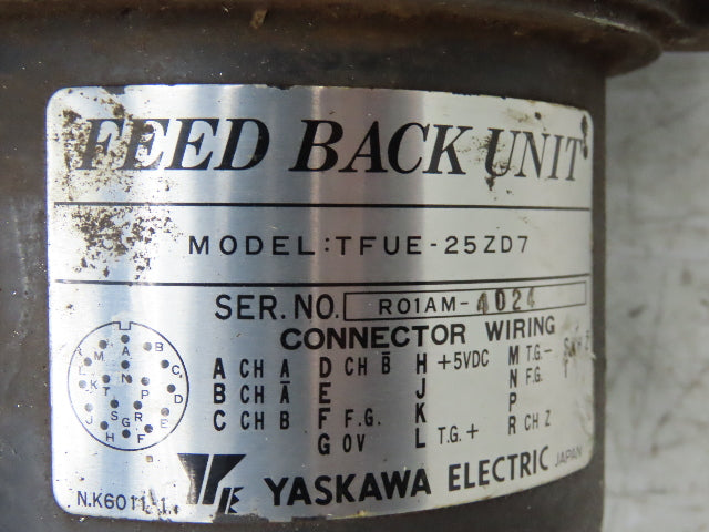 Yaskawa UGJMED-80MMU41 Minertia Servo Motor 112V 1100W 1000 RPM TFUE-25ZD7