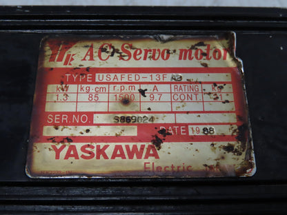 Yaskawa USAFED-13FA2 AC Servo Motor 1.3kW 1500 RPM 9.7A Encoder MLP-7728