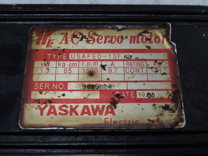 Yaskawa USAFED-13FA2 AC Servo Motor 1.3kW 1500 RPM 9.7A Encoder MLP-7728