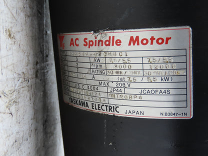 Yaskawa UAASWH-08CMUC1 AC Spindle Servo Motor 7.5kW 3000 RPM 3PH 200V JCAOFA4S