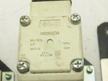 SMC VX230HZ3A 2-Way Solenoid Valve NC 24VDC 3/8" Push Connect  Lot of 3