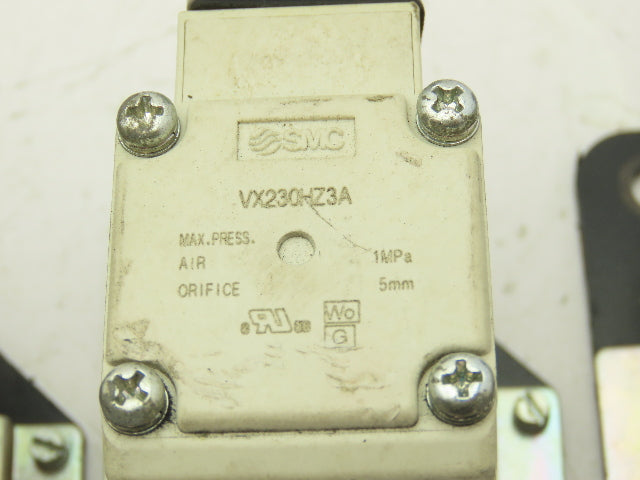 SMC VX230HZ3A 2-Way Solenoid Valve NC 24VDC 3/8" Push Connect  Lot of 3