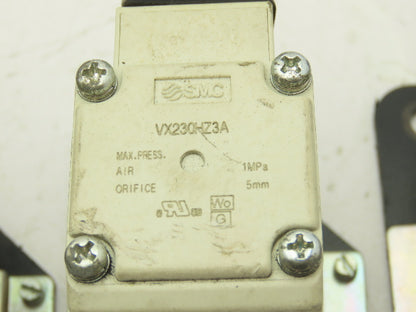 SMC VX230HZ3A 2-Way Solenoid Valve NC 24VDC 3/8" Push Connect  Lot of 3