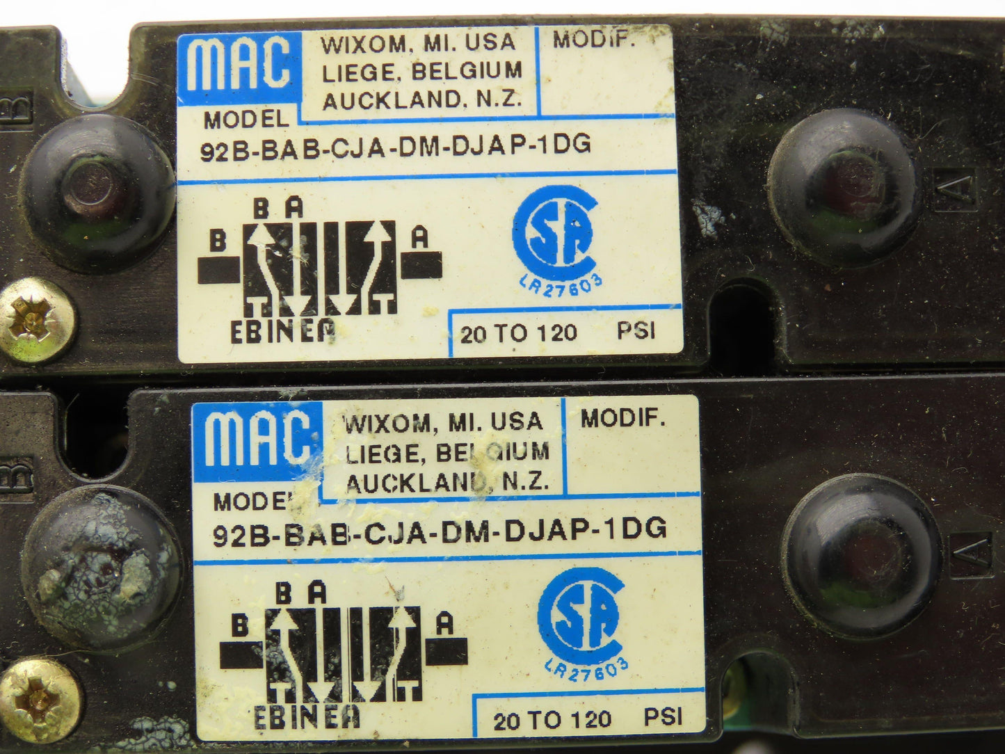 MAC 92B-BAB-CJA-DM-DJAP-1DG  2-Station Solenoid Valve Manifold 120V 92 Series