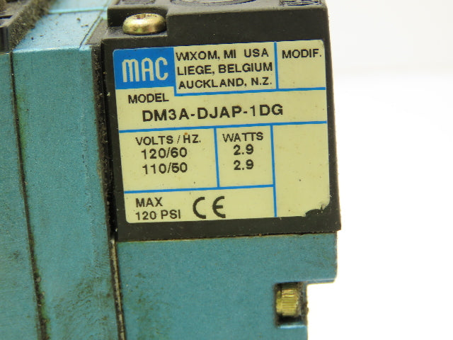 MAC 92B-BAB-CJA-DM-DJAP-1DG  2-Station Solenoid Valve Manifold 120V 92 Series