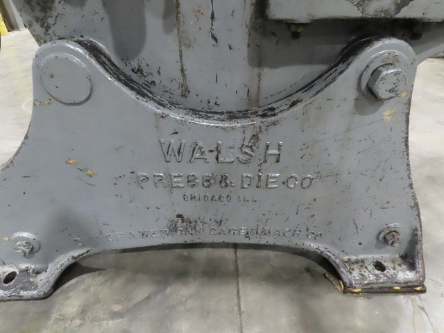 Walsh No 65 Ton Geared Mechanical Punch Press 6" Stroke 10" Throat 7.5Hp 3Ph