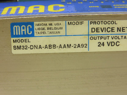 MAC SM32 MAConnect 3-Station Solenoid Valve Serial Manifold DeviceNet 24VDC 92B