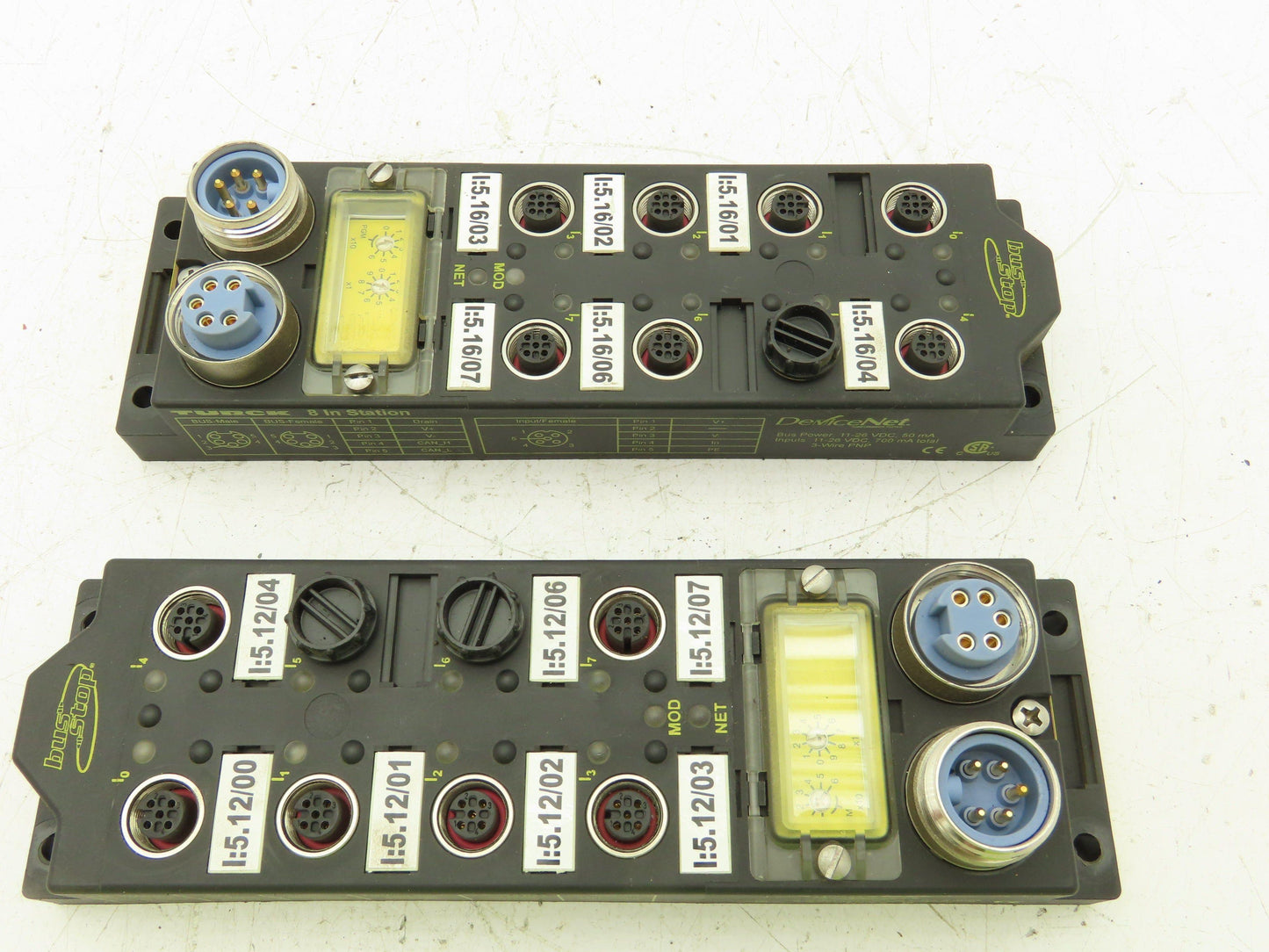 Turck FDNL-S0800-T Bus Stop DeviceNet Remote I/O Module 8-Inputs 24VDC Lot of 2