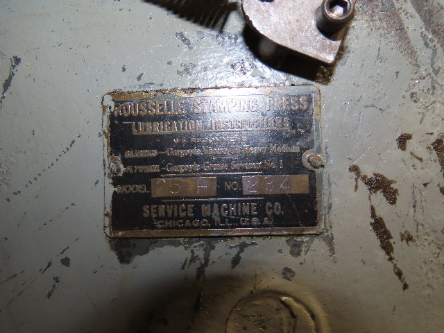 Rousselle No 25H Ton Mechanical Horn Punch Press 2" Stroke 6.5" Throat 3 Hp 3Ph