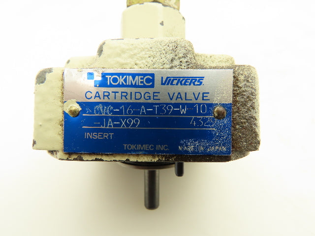 Tokimec Vickers CVC-16-A-T39-W-10-JA-X99 Hydraulic Cartridge Valve Cover Sz 16