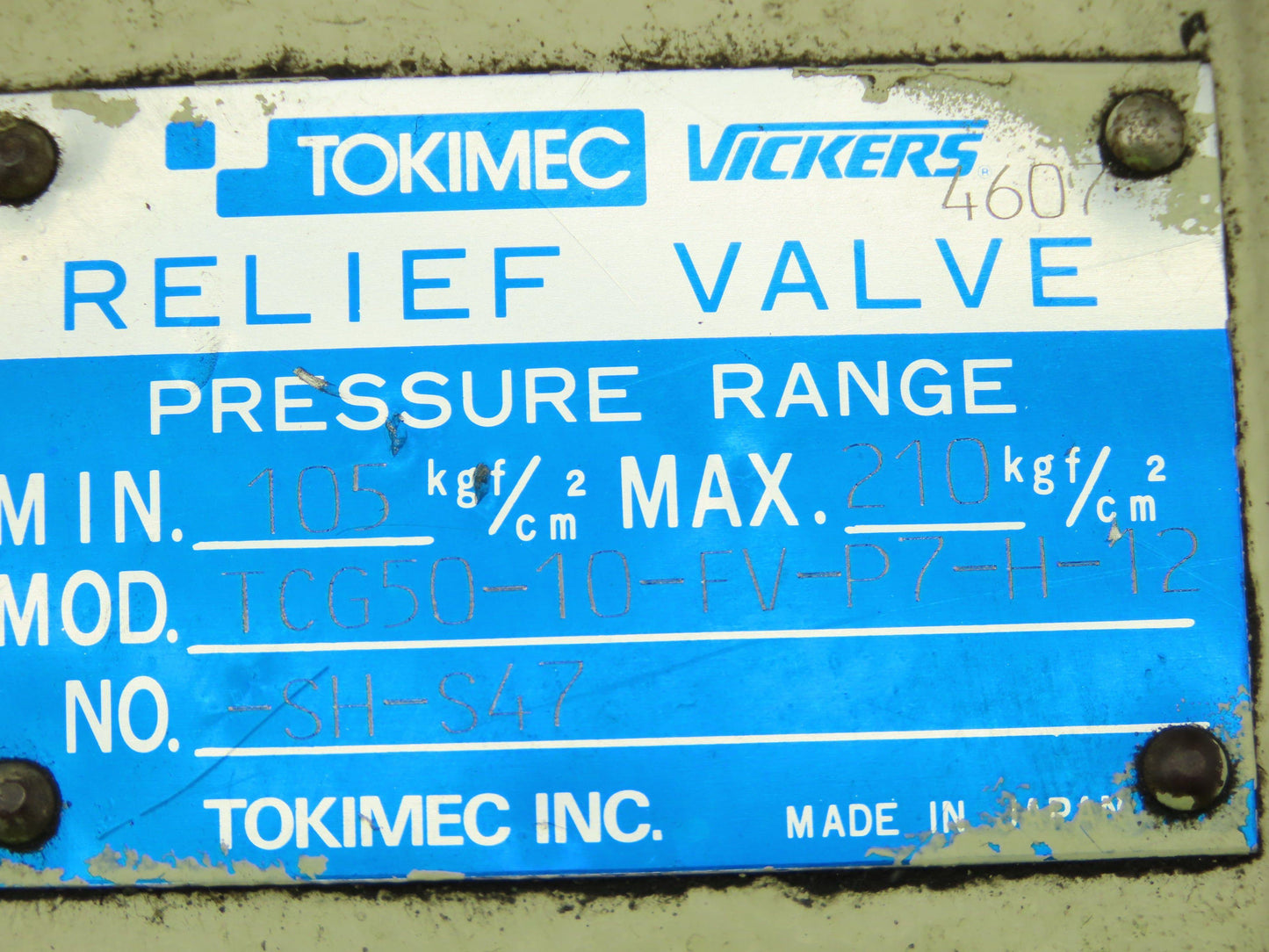 Vickers TCG50-10-FV-P7-H-12-SH-S47 Directional Solenoid Control Relief Valve 24V