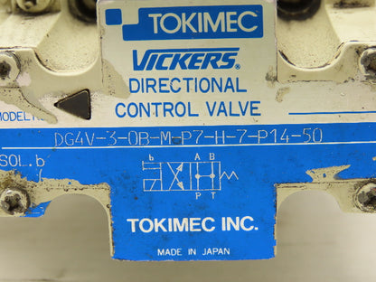 Vickers TCG50-10-FV-P7-H-12-SH-S47 Directional Solenoid Control Relief Valve 24V