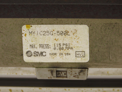 SMC MY1C25G-500L Pneumatic Rodless Cylinder 50mm Bore 500mm Stroke 115PSI