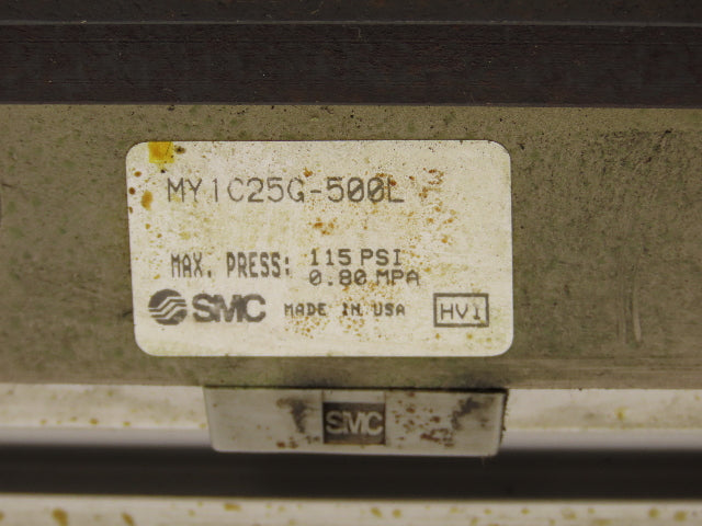 SMC MY1C25G-500L Pneumatic Rodless Cylinder 50mm Bore 500mm Stroke 115PSI