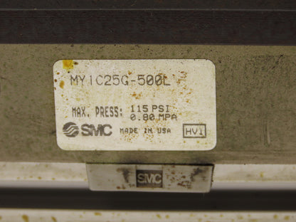 SMC MY1C25G-500L Pneumatic Rodless Cylinder 50mm Bore 500mm Stroke 115PSI