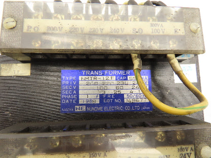 Nunome Electric NMTR-121 Industrial Transformer 550VA PRI 200/240V SEC 100V 1PH