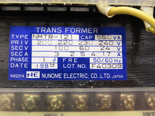 Nunome NMTR-121 Transformer 200/220/230/240VAC 17A 24V