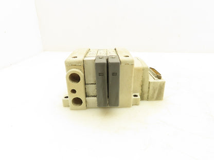 SMC VQC2100N-5 Pneumatic 3-Station Manifold 5/2 Solenoid Valves 24VDC