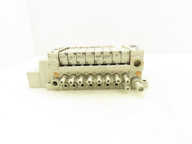 SMC VQC2100N-51 Pneumatic 8-Station Manifold 5/2 Solenoid Valves 24VDC