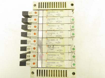 SMC VQ2400N-5 Pneumatic 8-Station Manifold 5/2 Solenoid Valves 24VDC