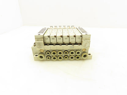 SMC VQ2100N-5 Pneumatic 6-Station Manifold 5/2 Solenoid Valves 24VDC