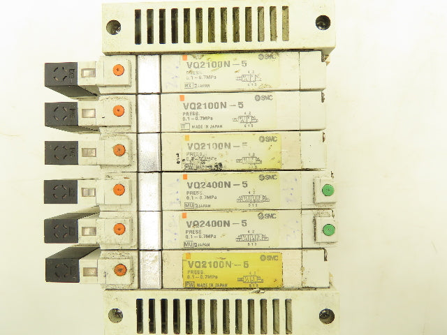 SMC Pneumatic 6-Station Manifold 5/2 Solenoid Valves 24VDC VQ2100N-5/VQ2400N-5