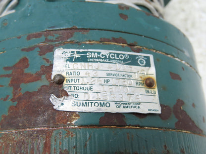 Sumitomo CNHJ SM-Cyclo Inline Gear Reducer 43:1 Ratio 1800IN/LB 3/4Hp 3Ph Motor