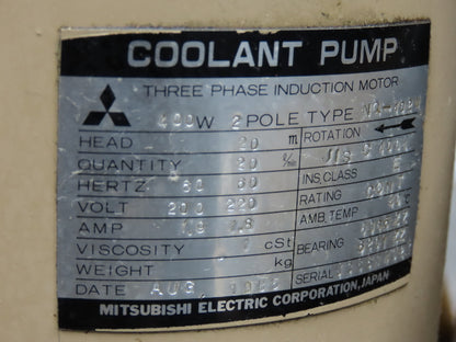 Mitsubishi EDM Water Coolant Reservoir Filter Chiller Pumps Radiator 220V 3Ph