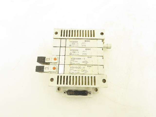 SMC VQ2100N-5 Pneumatic 4-Station Manifold 5/2 Solenoid Valves 24VDC