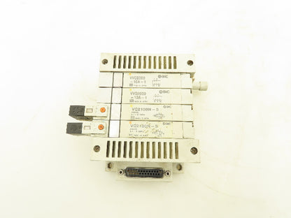 SMC VQ2100N-5 Pneumatic 4-Station Manifold 5/2 Solenoid Valves 24VDC