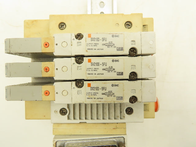 SMC SV2100-5FU Pneumatic 3-Station Manifold 5/2 Solenoid Valves 24VDC