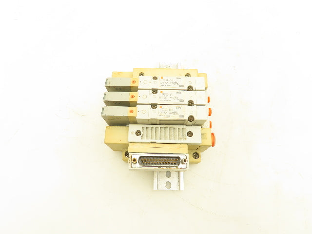 SMC SV2100-5FU Pneumatic 3-Station Manifold 5/2 Solenoid Valves 24VDC