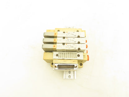 SMC SV2100-5FU Pneumatic 3-Station Manifold 5/2 Solenoid Valves 24VDC